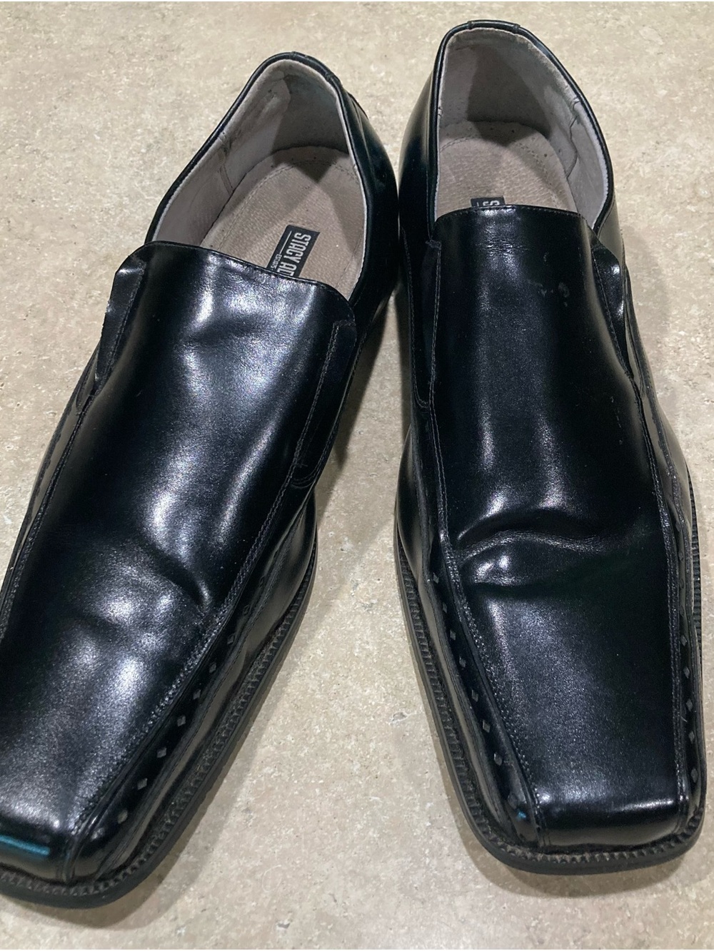 Stacy Adams Black Leather Slip-On Loafers